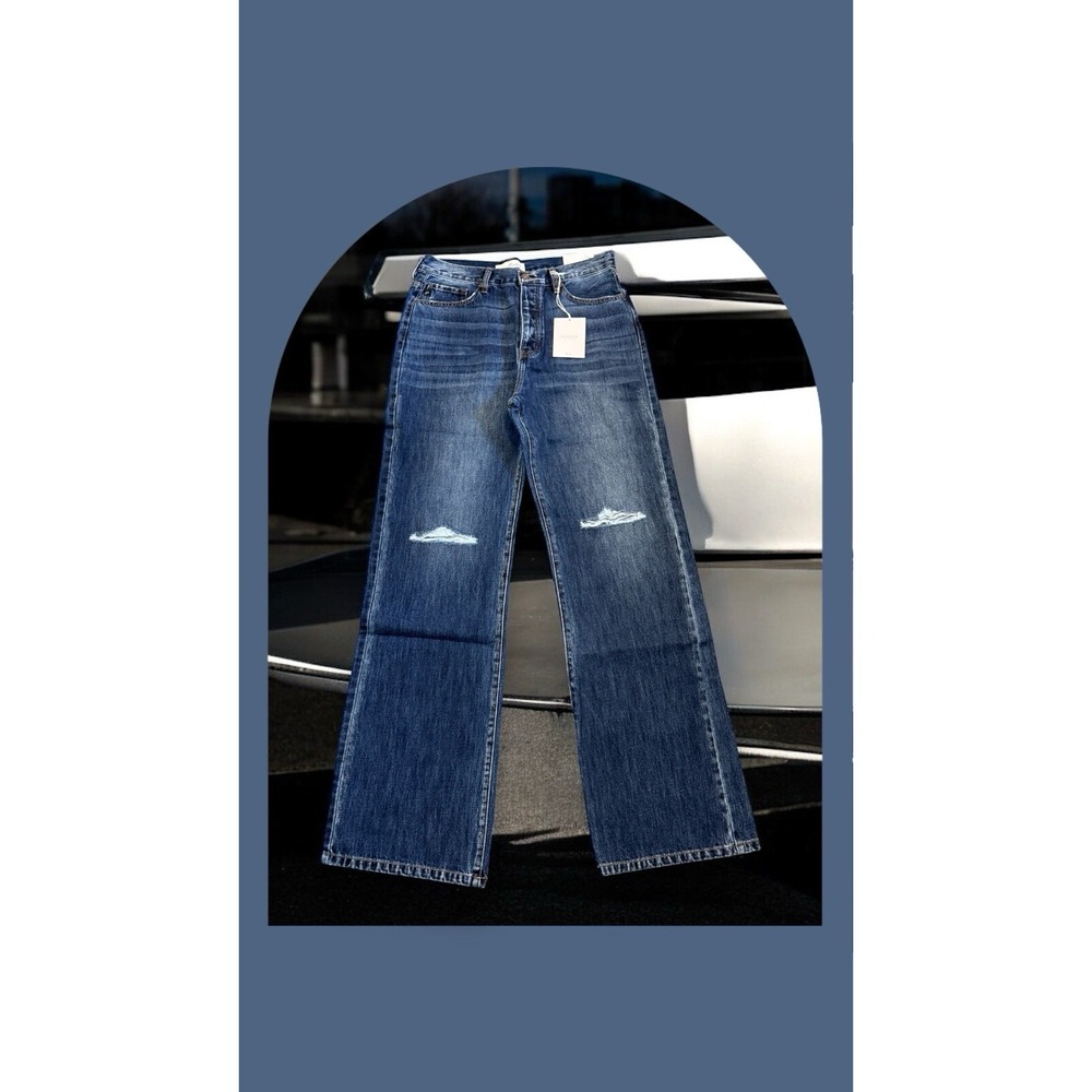 KanCan Dark Blue Distressed Wide Leg Jeans